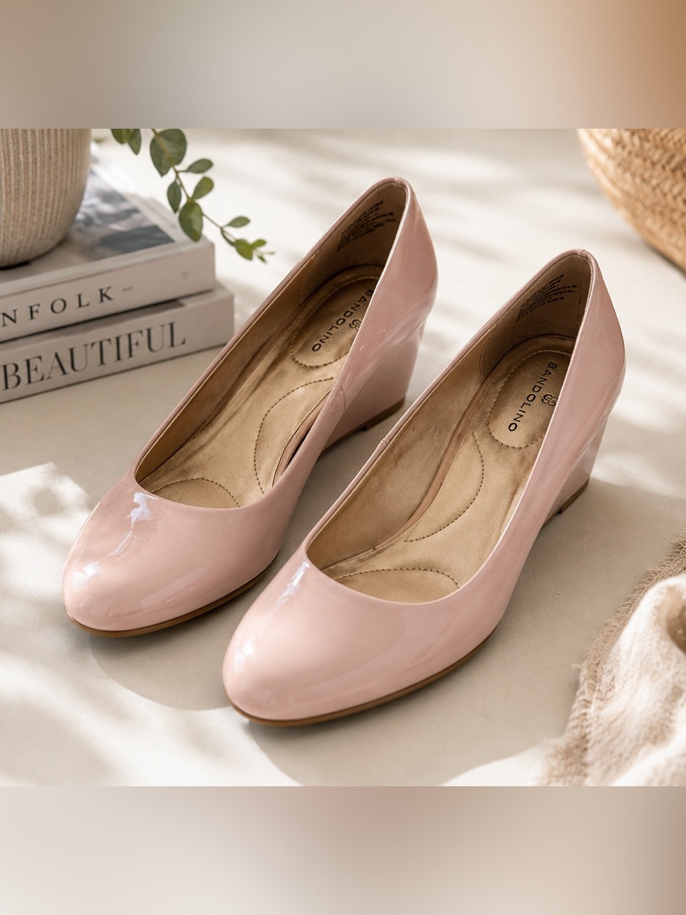 Bandolino Blush Patent Wedge Heels Size 6 Comfort Pumps